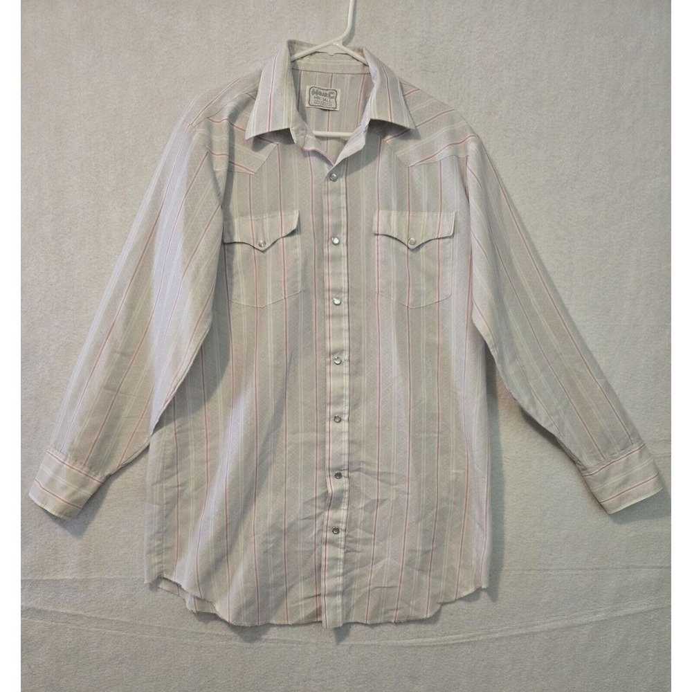 H Bar C Mr Tall Mens Western Shirt XL Striped Button Long Sleeve California